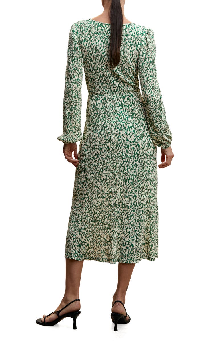 MANGO Floral Crinkle Long Sleeve A-Line Dress, Alternate, color, 