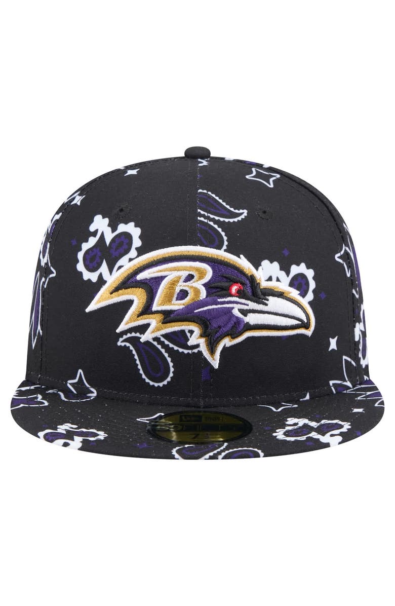 New Era Men's New Era Black Baltimore Ravens Paisley 59FIFTY Fitted Hat, Alternate, color,