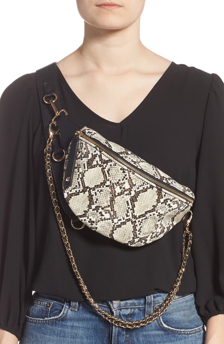 Like Dreams Animal Print Convertible Leather Belt Bag, Alternate, color,