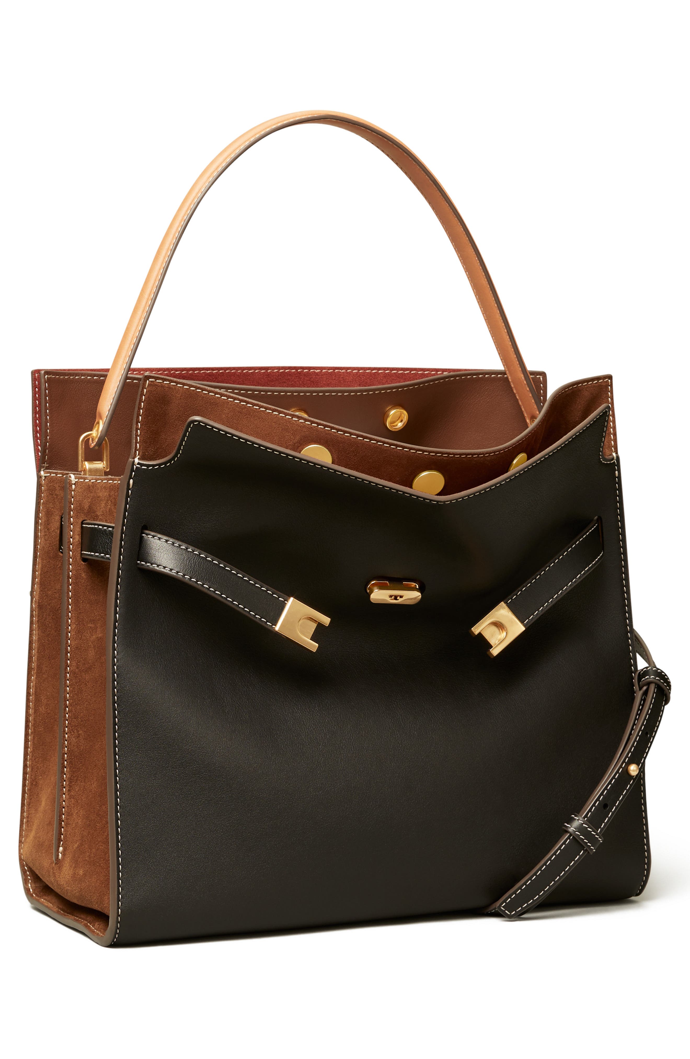 Tory Burch Lee Radziwill Leather Double Bag, Alternate, color, 