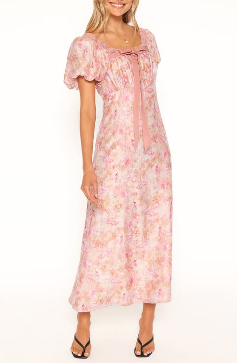 Therese Floral Puff Sleeve Midi Dress