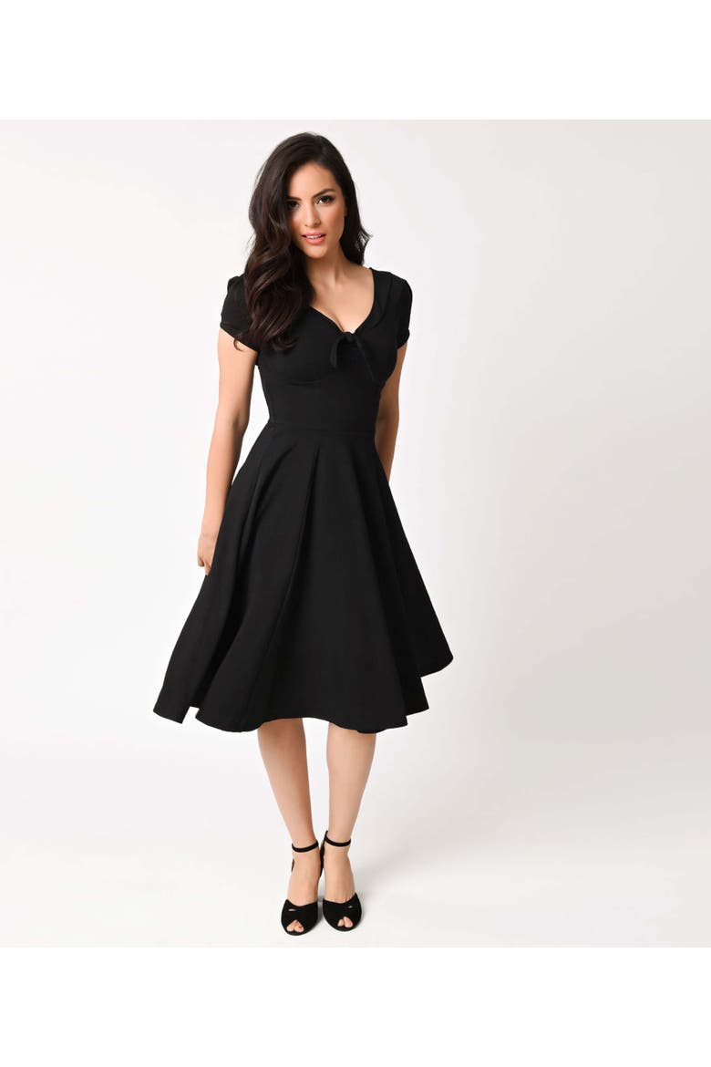 Natalie Swing Dress, Alternate, color, Black Solid
