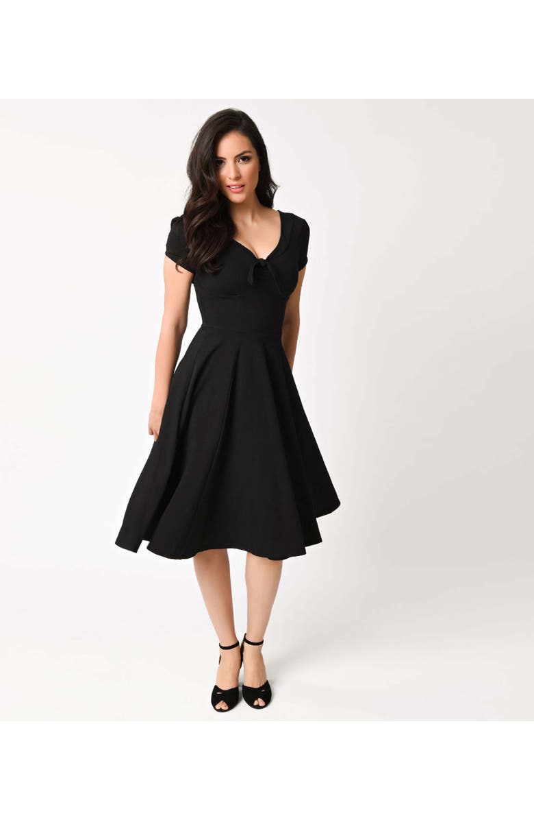 Unique Vintage Natalie Swing Dress, Alternate, color, Black Solid