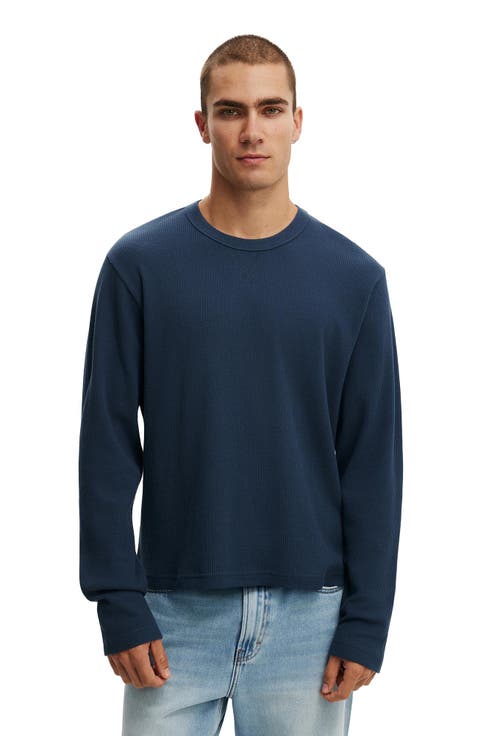 Men's Cropped Fit Textured Long Sleeve