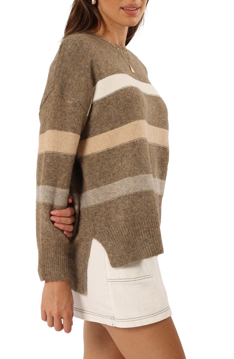 Petal & Pup Esther Stripe Oversize Sweater, Alternate, color, Brown