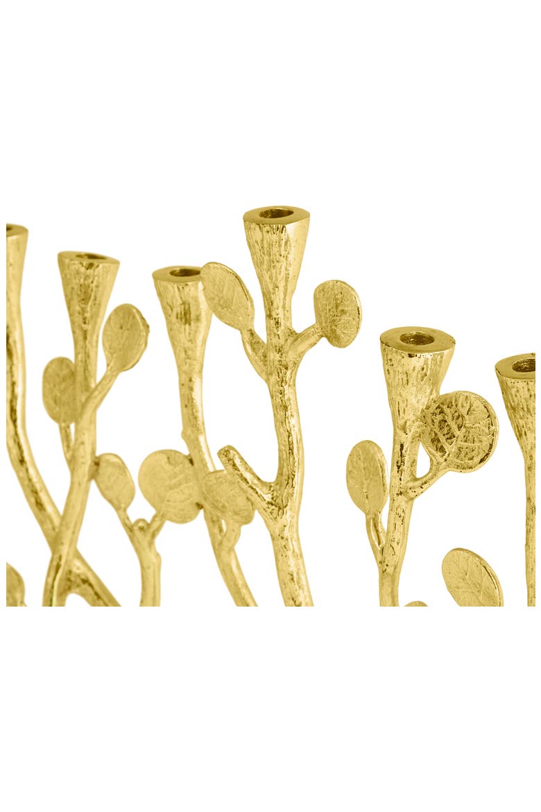 Botanical Leaf Menorah, Alternate, color, GOLD