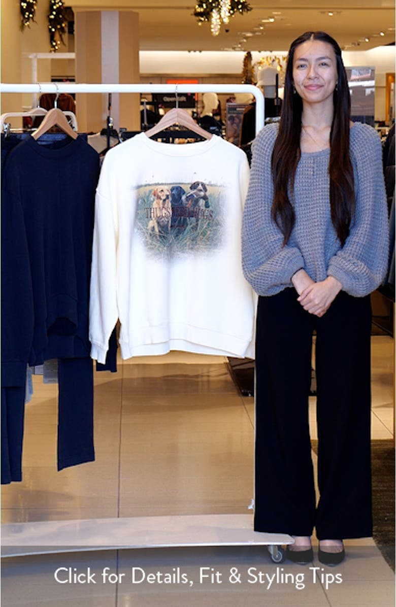 Embroidered Thugs Need Hugs Fleece Graphic Sweatshirt, sales video thumbnail