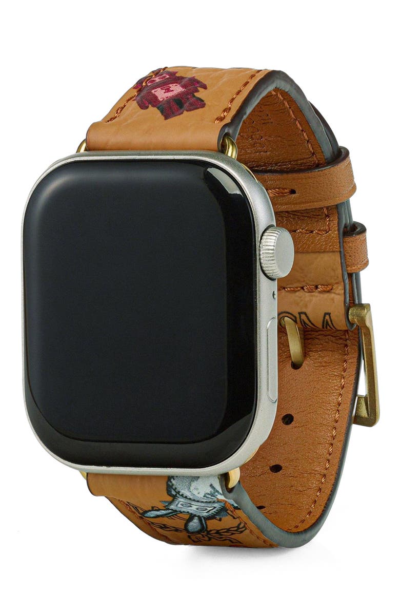 MCM 42-49mm Apple Watch Band in Rabot Visetos, Main, color, 