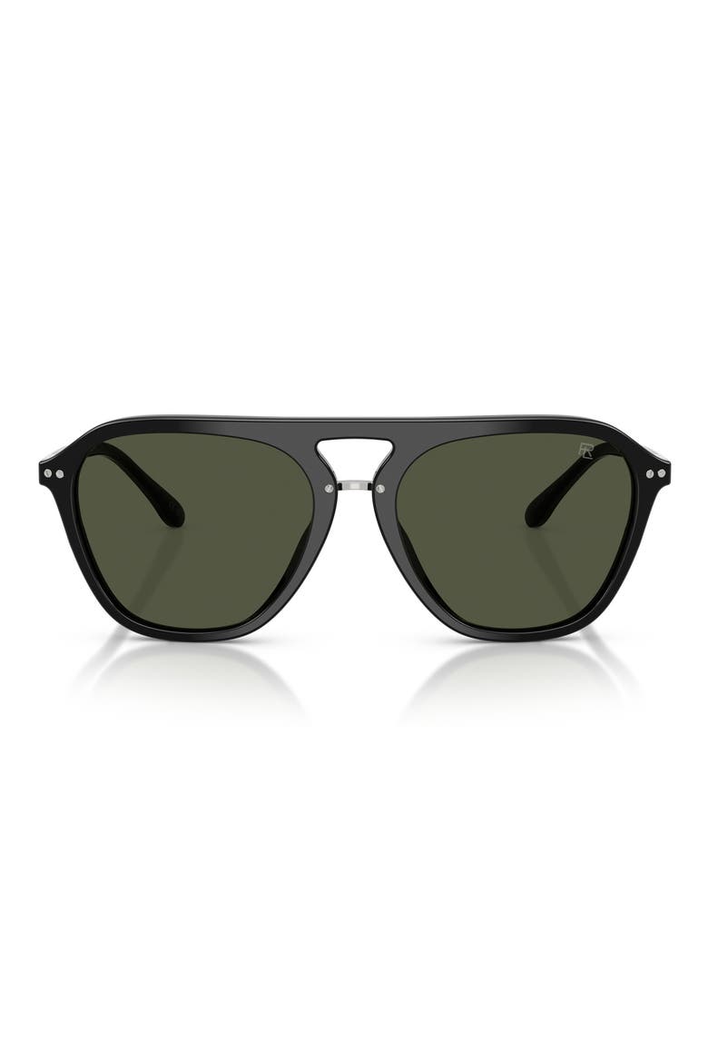 58mm Hugh Square Sunglasses, Main, color, SHINY BLACK / GREEN