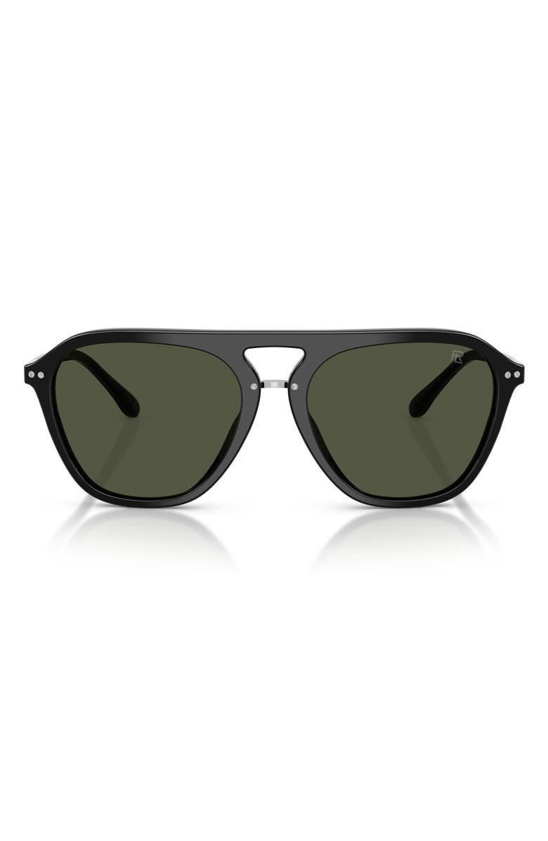 Ralph Lauren 58mm Hugh Square Sunglasses, Main, color, Shiny Black / Green