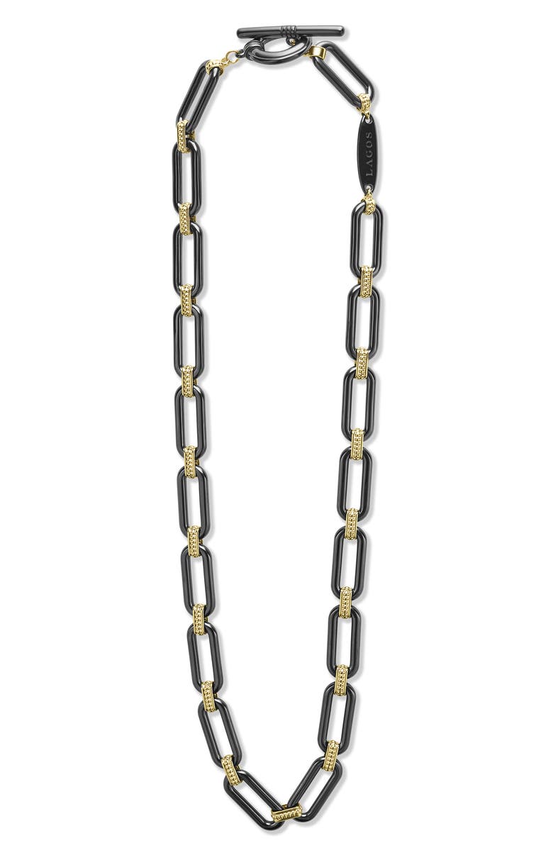 LAGOS Signature Black Caviar Chain Necklace, Alternate, color, Gold