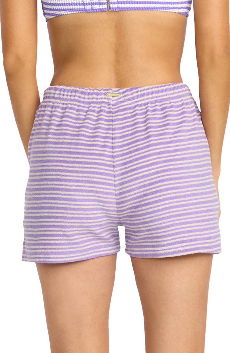 Billabong Josie Stripe Cotton Terry Shorts, Alternate, color, Purple Punch