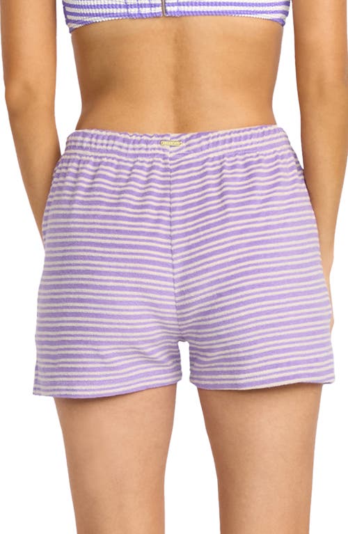 Billabong Josie Stripe Cotton Terry Shorts In Purple