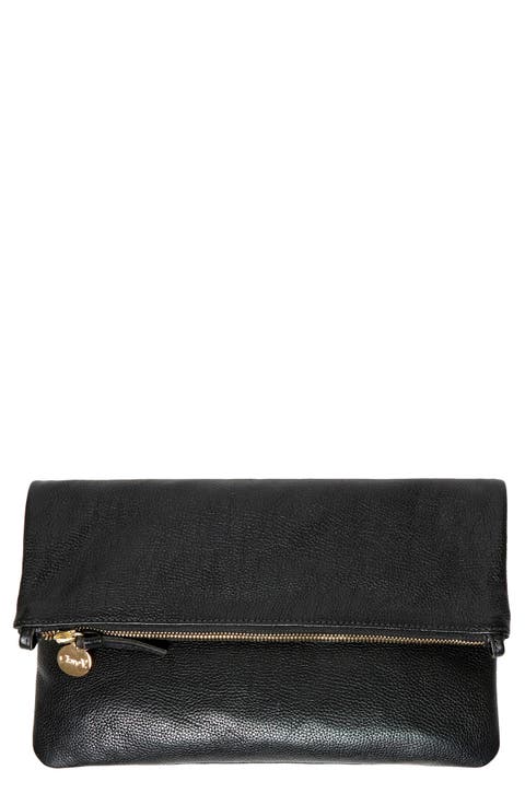 Foldover Petit Caviar Leather Clutch