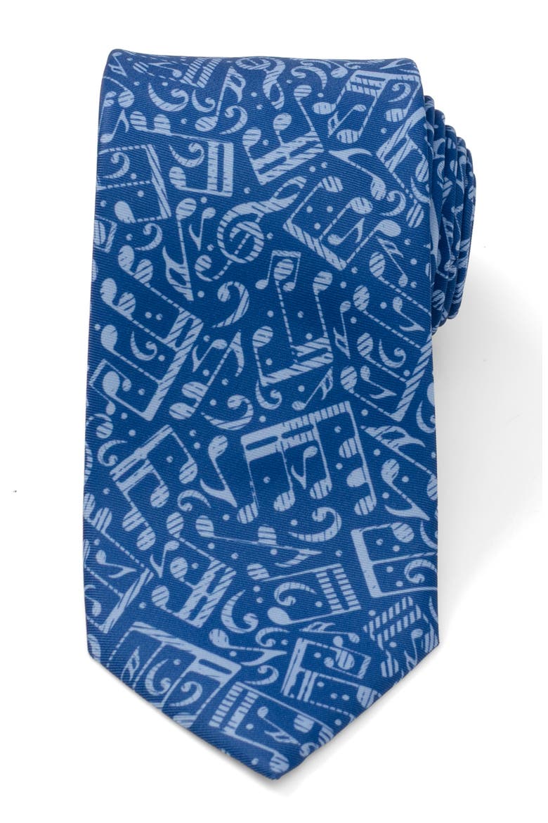 Grand Ole Opry Note Pattern Neck Tie, Main, color, BLUE
