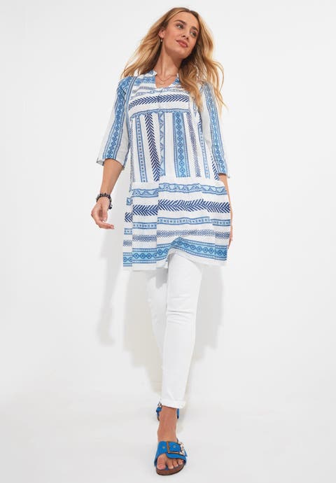 Ruffle Hem Cotton Tunic (Plus)