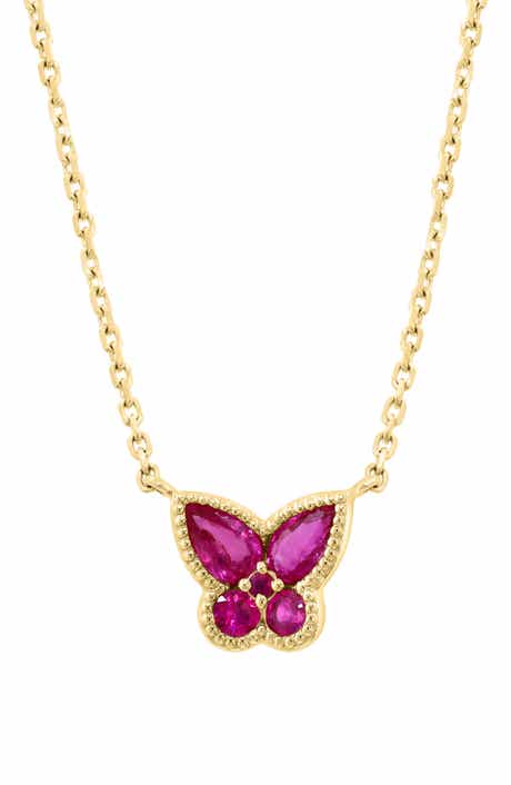 EFFY Natural Ruby Butterfly Pendant Necklace