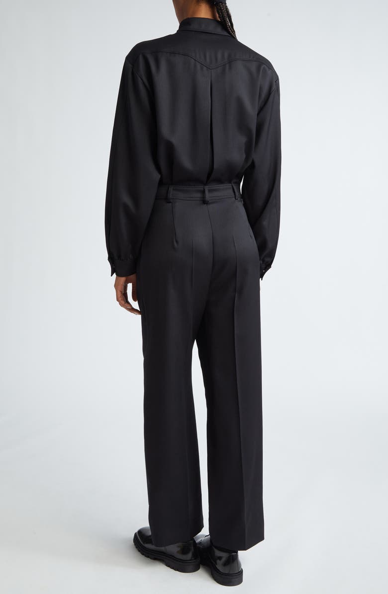 Max Mara Ragusa Pleated Virgin Wool Utility Jumpsuit, Alternate, color, 