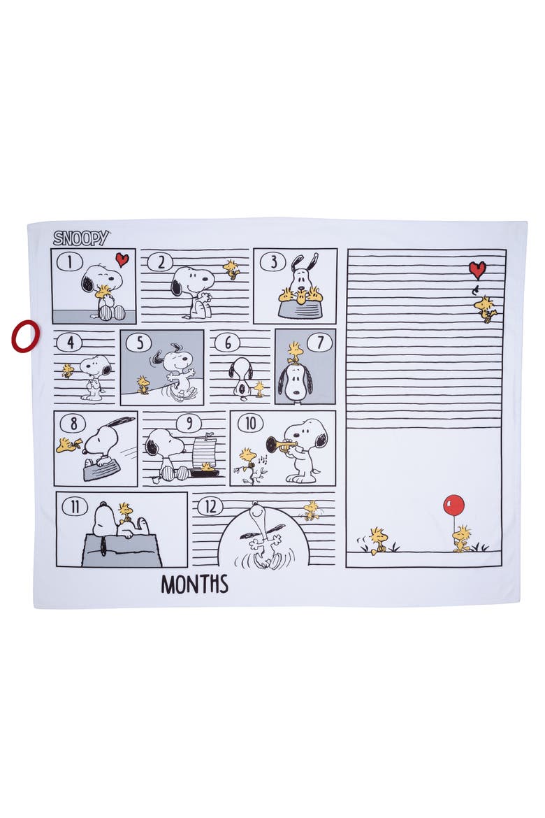 Snoopy Milestone Photo Opportunity Fleece Baby Blanket, Alternate, color, White