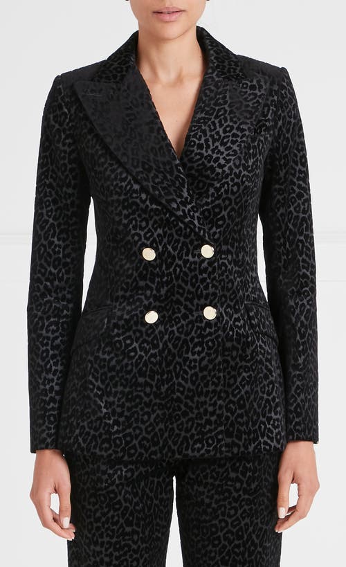 Temperley London Leopard-pattern Double-breasted Blazer In Black