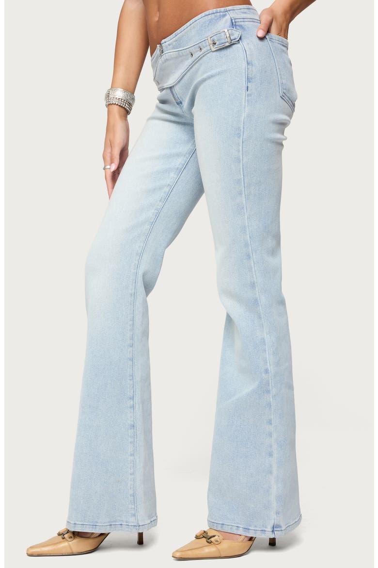 Kinza Belted Low Rise Flare Jeans, Alternate, color, LIGHT-BLUE