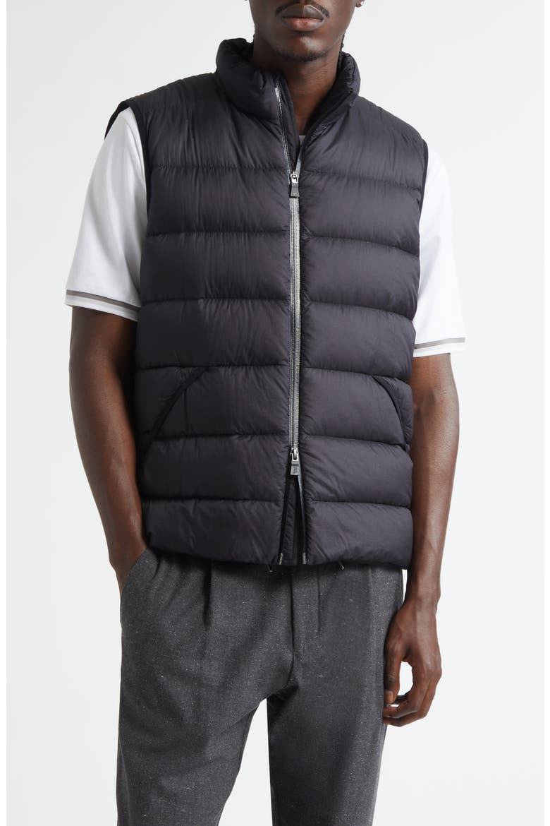 Quilted Front Down Vest, Main, color, BLACK