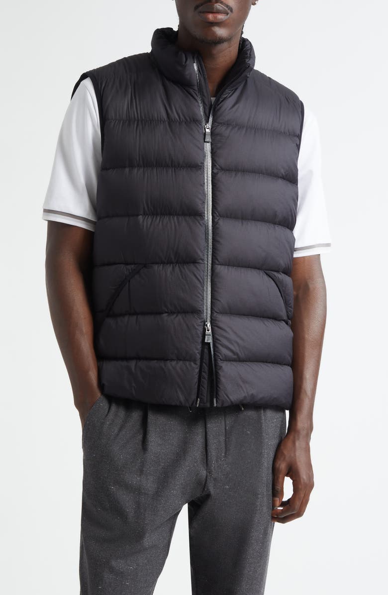 Herno Quilted Front Down Vest, Main, color, Black