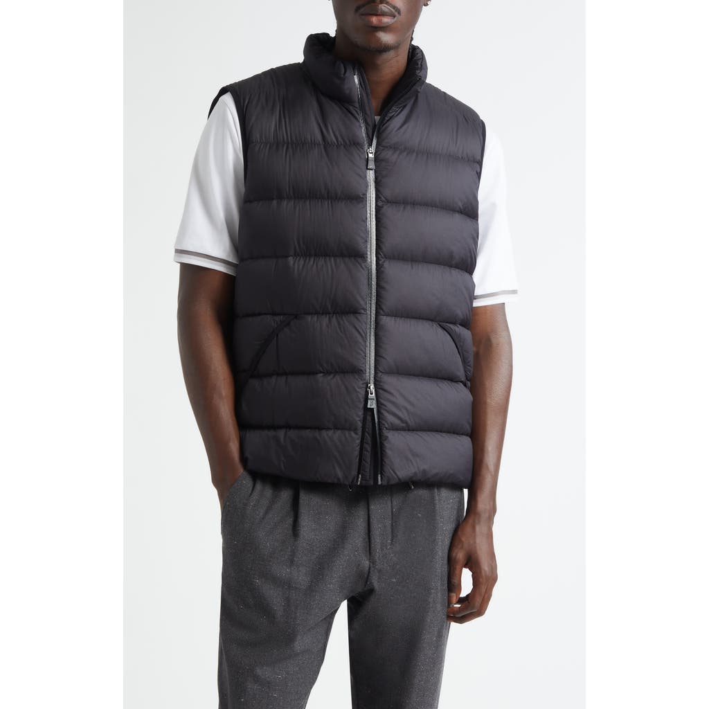 Herno Quilted Front Down Vest In Black