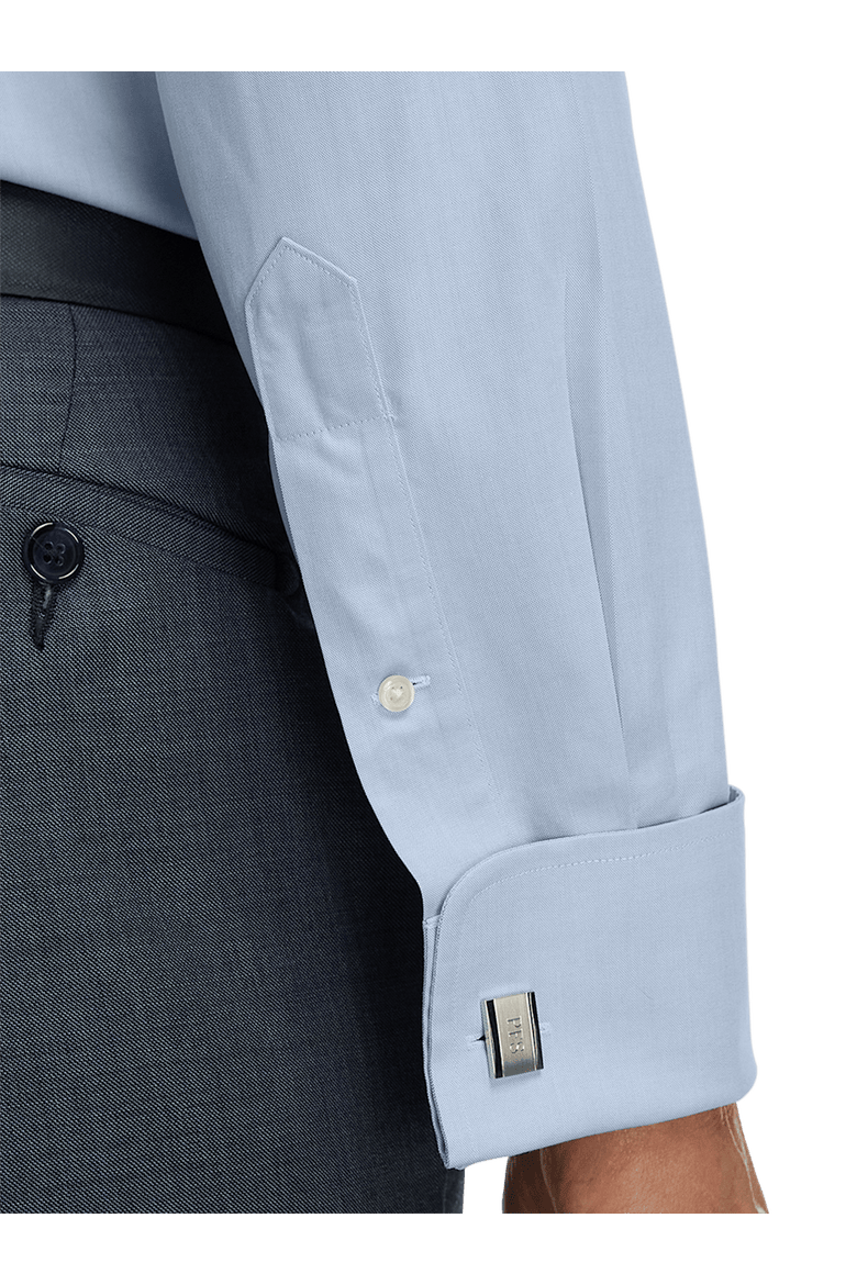 Non-iron Cotton Pinpoint Solid Spread Collar French Cuff Dress Shirt, Alternate, color, Blue