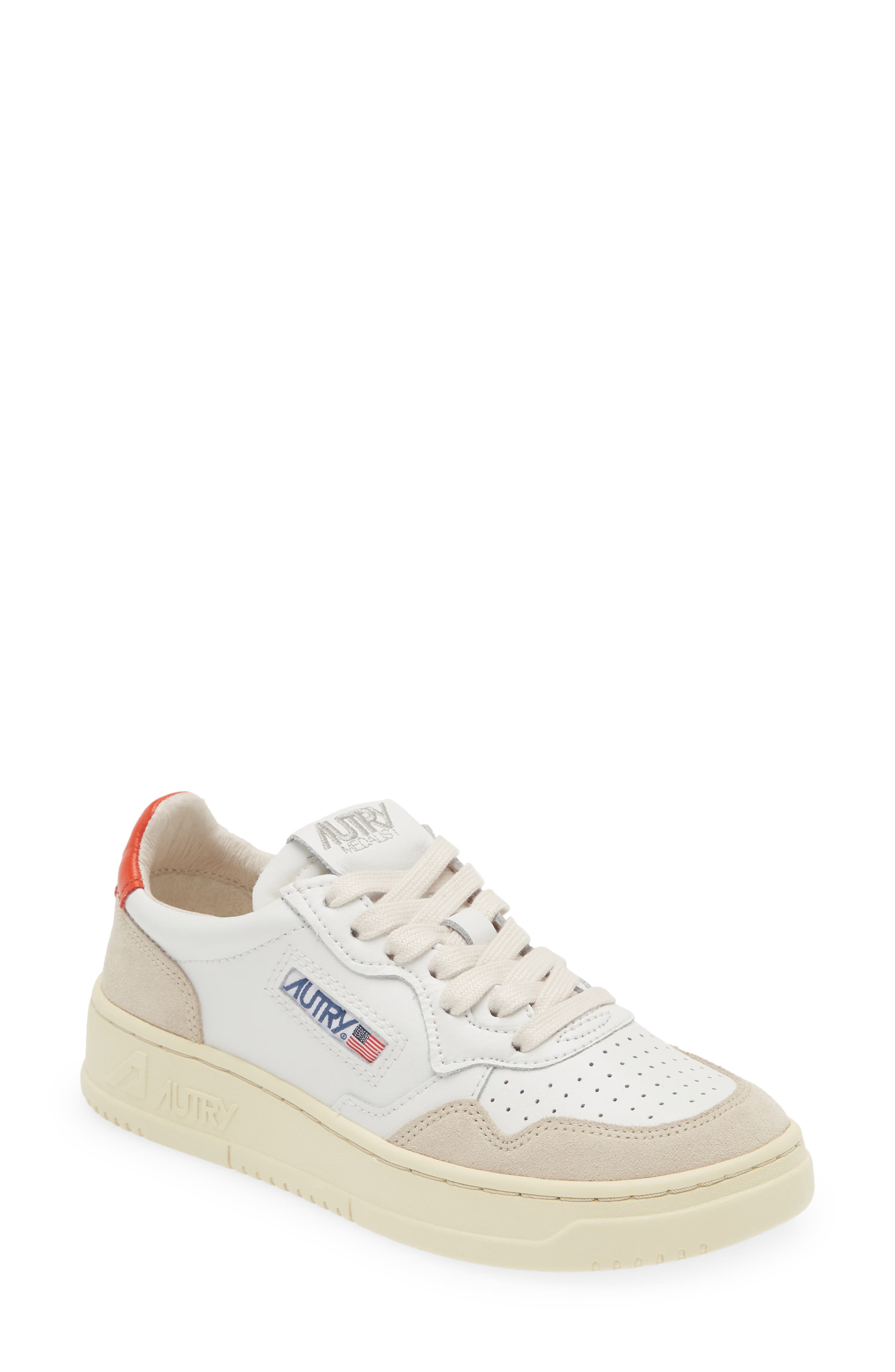 Medalist Low Sneaker, Main, color, WHITE/ ORANGE