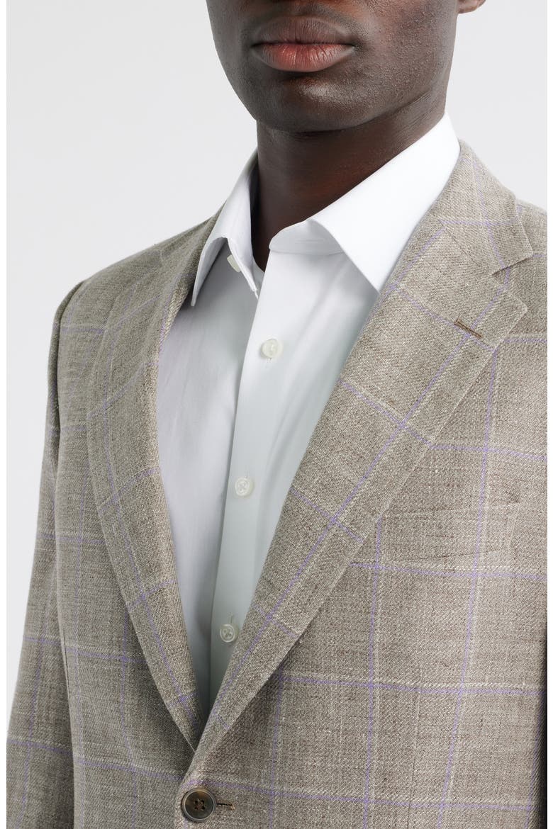 Hyperlight Soft Windowpane Check Linen & Wool Sport Coat, Alternate, color, TAN