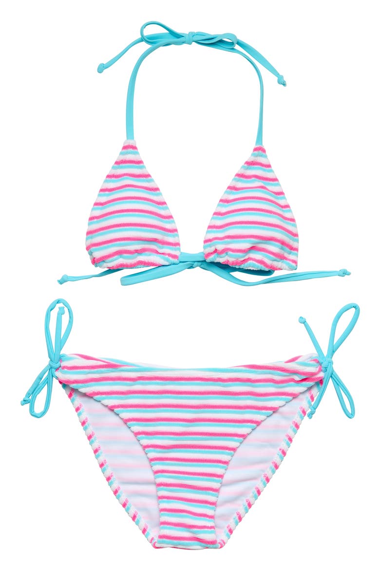 Kids' Sorbet Stripe Triangle Two-Piece Swimsuit, Main, color, PINK