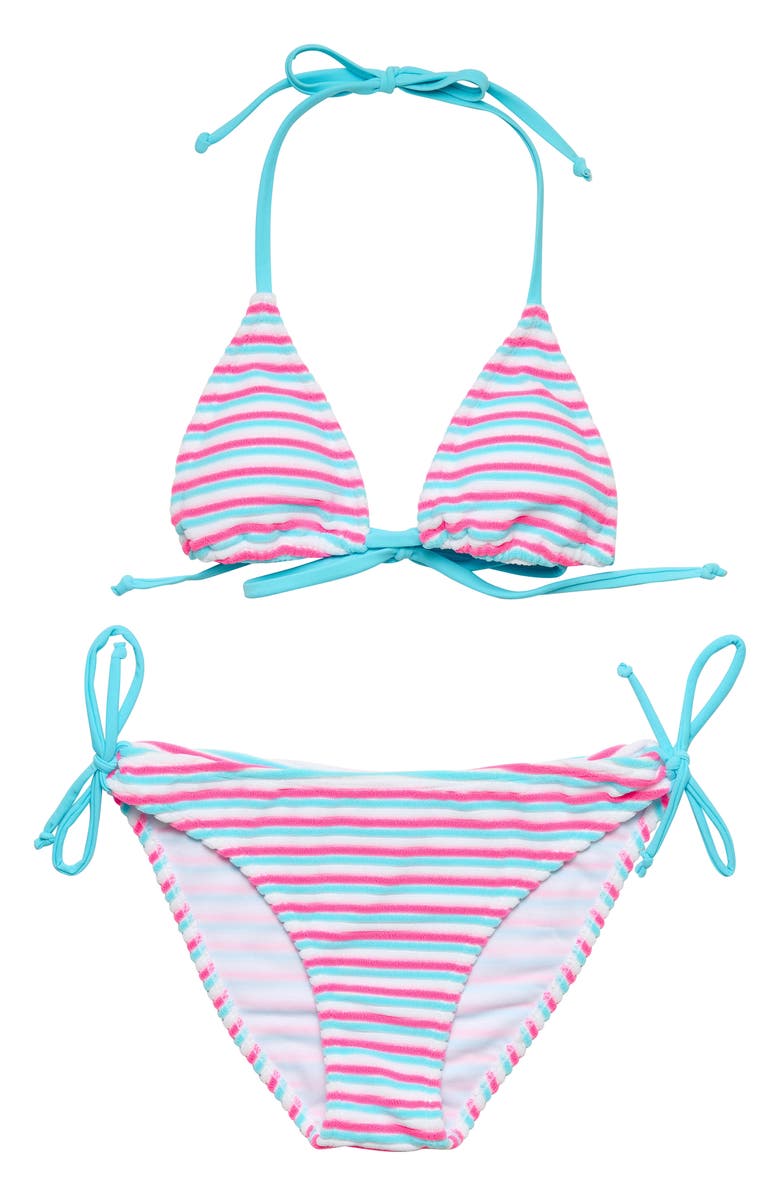 Snapper Rock Kids' Sorbet Stripe Triangle Two-Piece Swimsuit, Main, color, Pink
