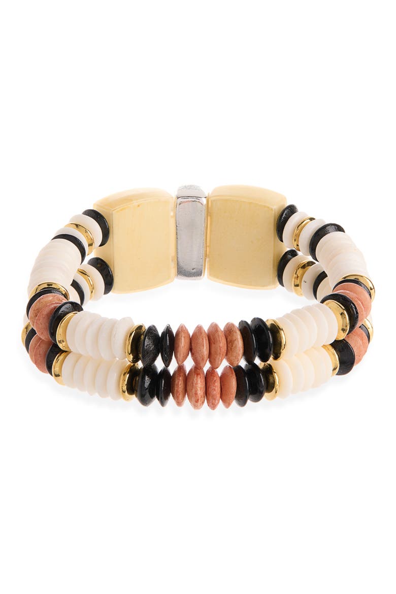 Beaded Bracelet, Alternate, color, ECRU/ SILVER