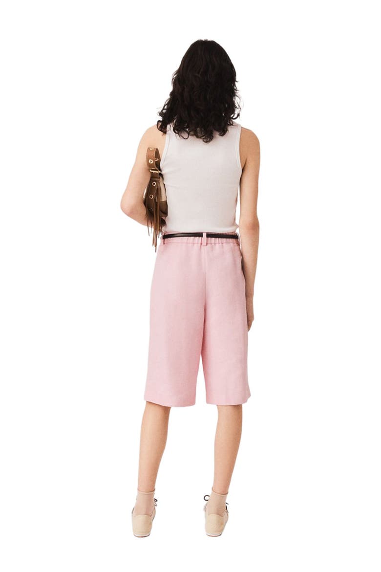 Pleated linen blend Bermuda shorts, Alternate, color, Pink