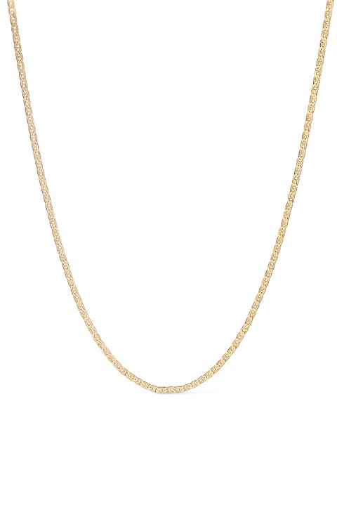 Solid Yellow Gold - Flat Mariner Chain Necklace
