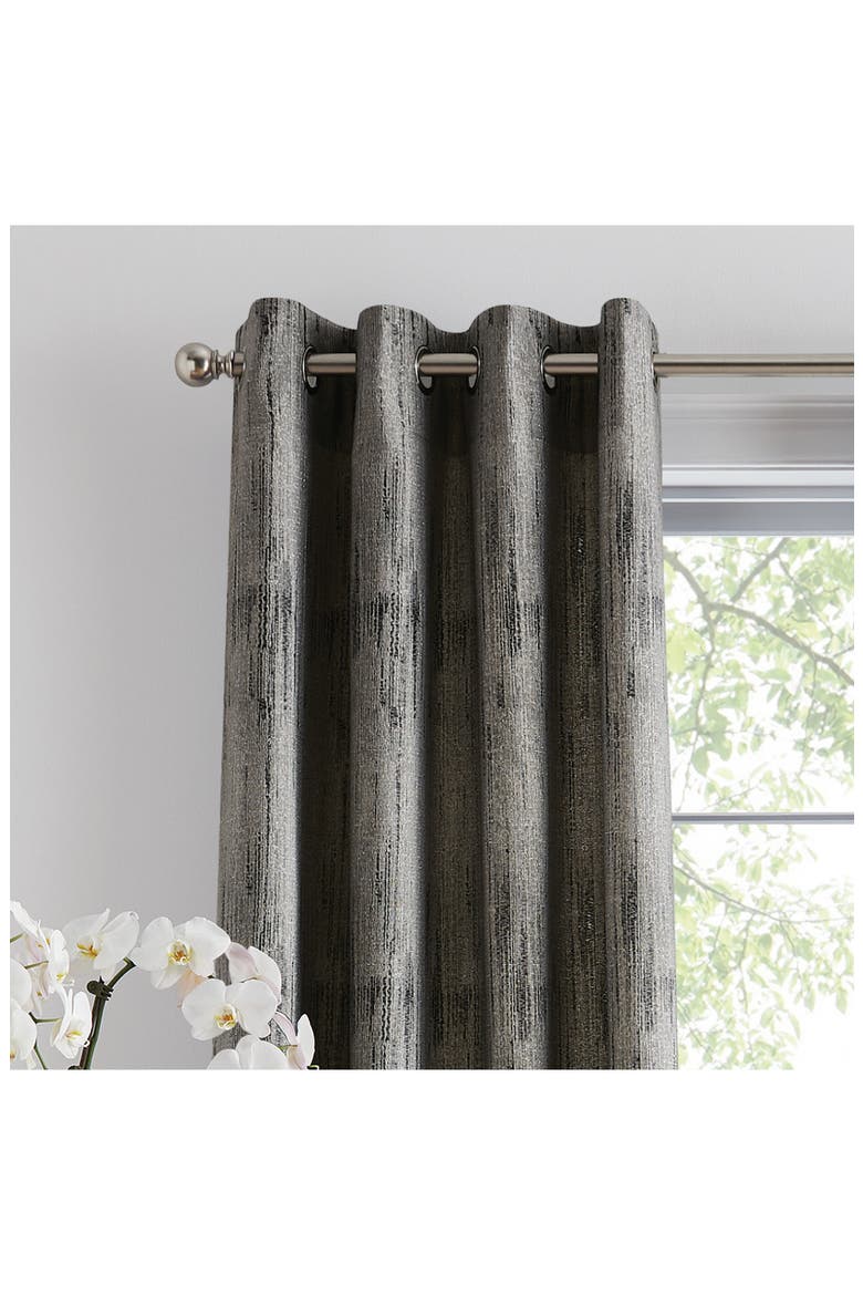 Basalt Jacquard Set of 2 Grommet Top Curtain Panels, Alternate, color, BLACK ICE