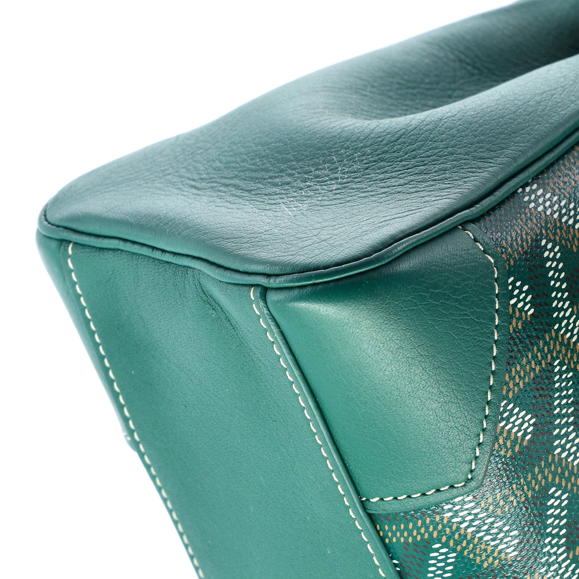 Pre-Owned Goyard Saigon Top Handle Bag Coated Canvas with Leather Mini, Alternate, color, Green