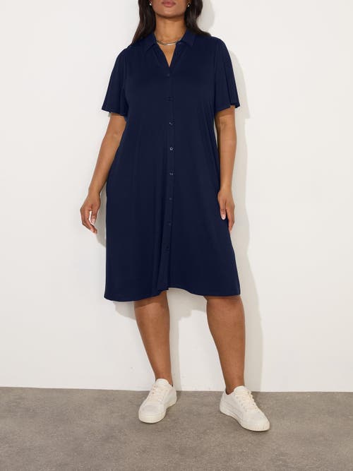 Live Unlimited Flutter Sleeve Dress In Black
