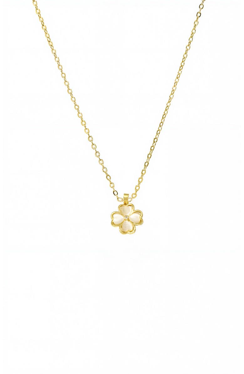 BY ADINA EDEN CZ Centere Mother Of Pearl Four Lead Flower Necklace, Main, color,