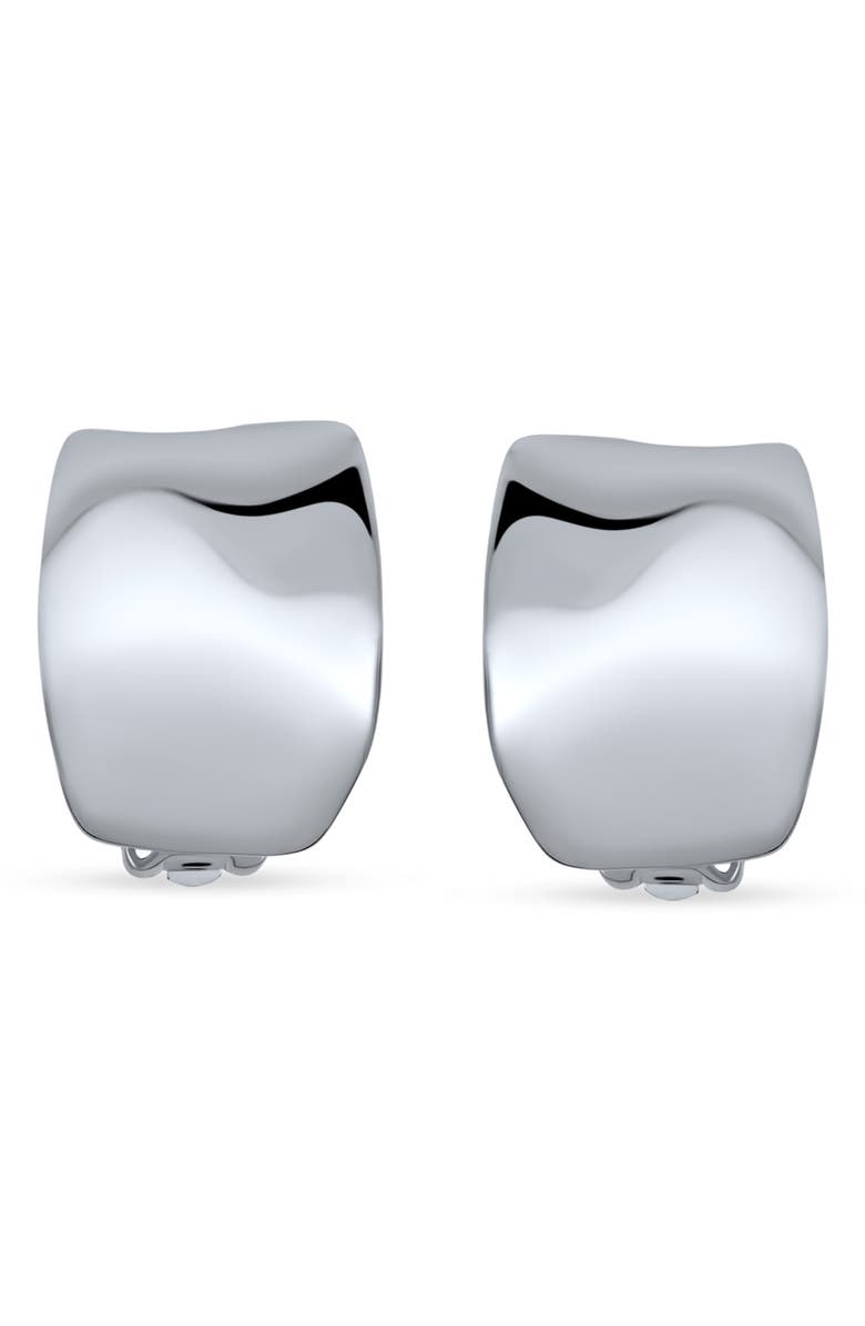 BLING JEWELRY Geometric Dome Clip-On Huggie Earrings, Main, color,