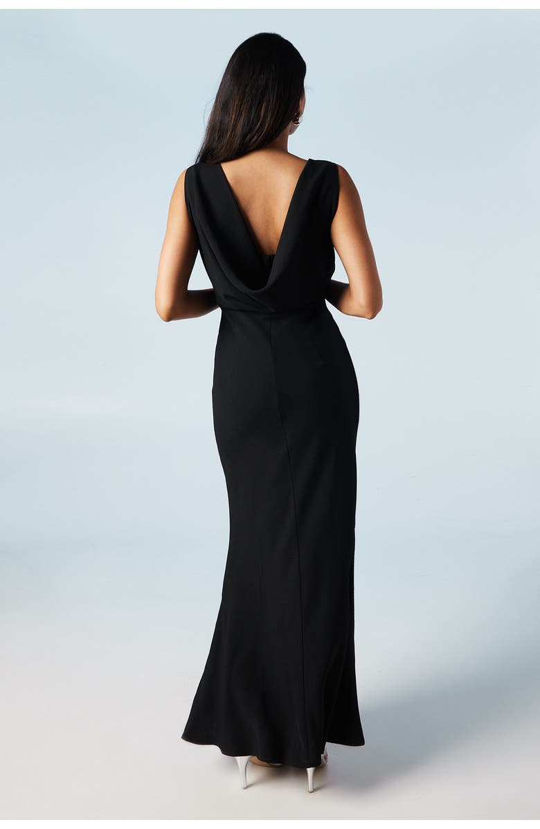 Coast Cowl Back Maxi Bridesmaid Dress, Alternate, color, Black