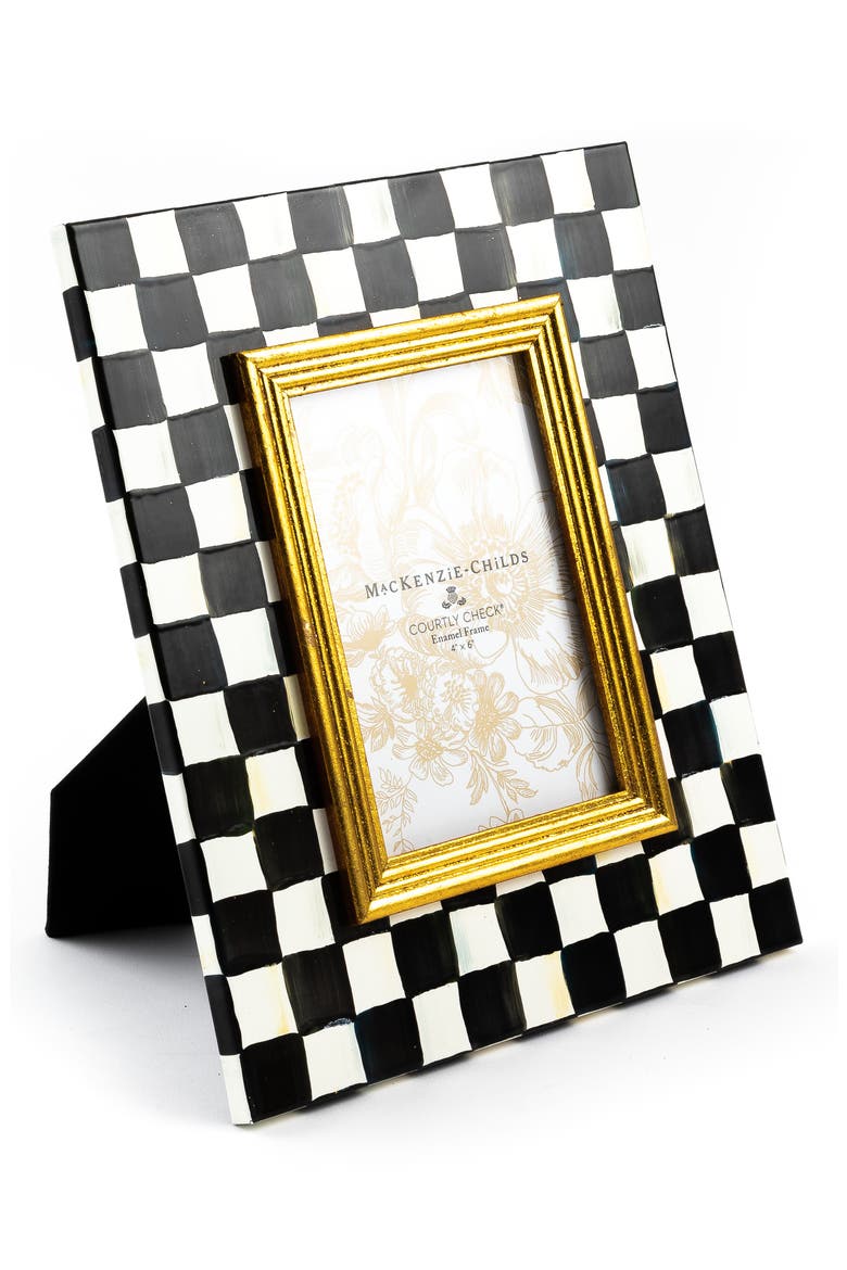 Courtly Check Enameled Steel 4 x 6-Inch Picture Frame, Alternate, color, BLACK/ WHITE