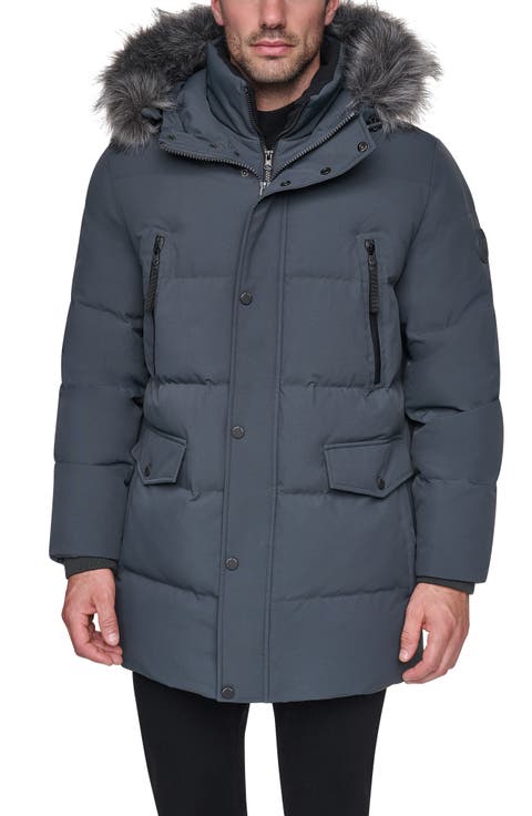 Faux Fur Trim Hooded Down & Feather Fill Parka