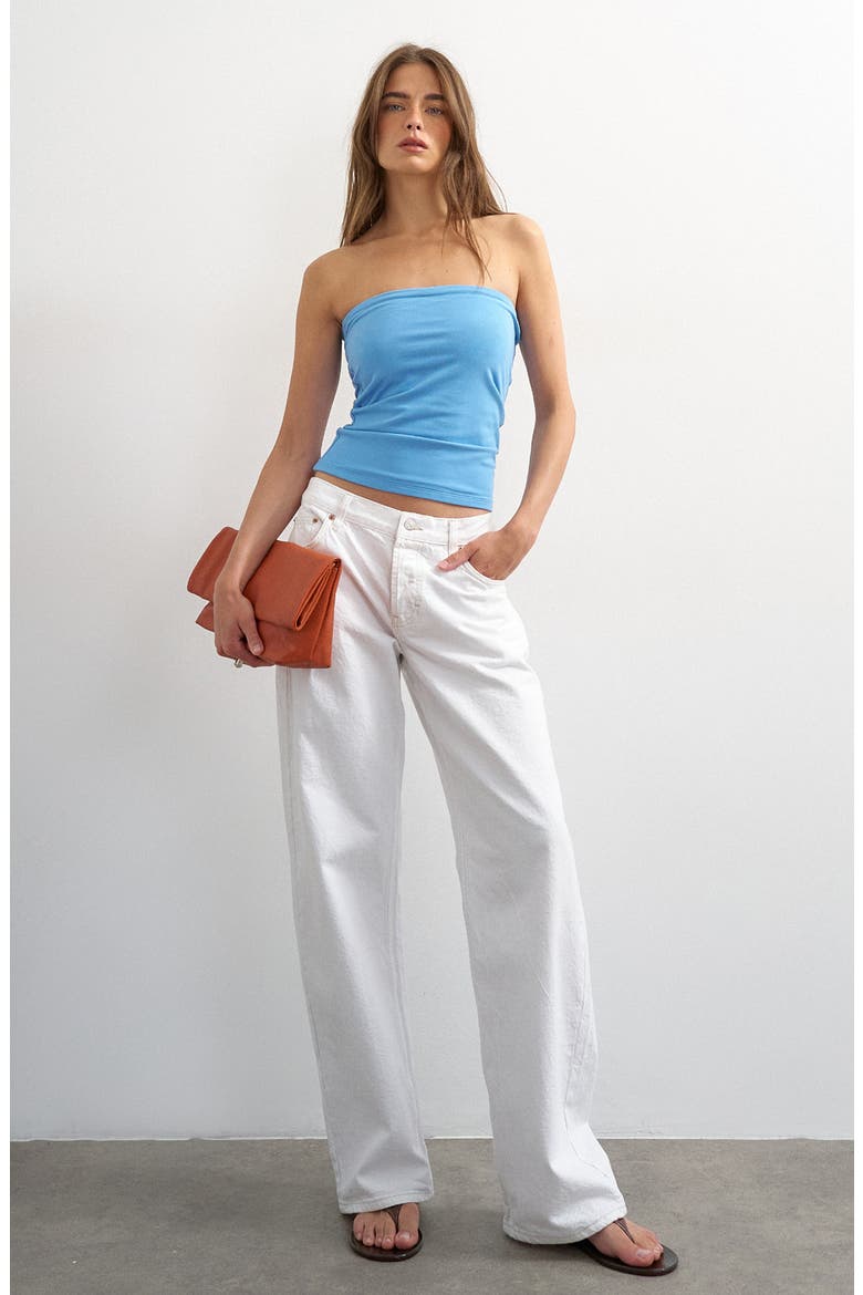 Cotton Jersey Bandeau Top, Alternate, color, LIGHT BLUE