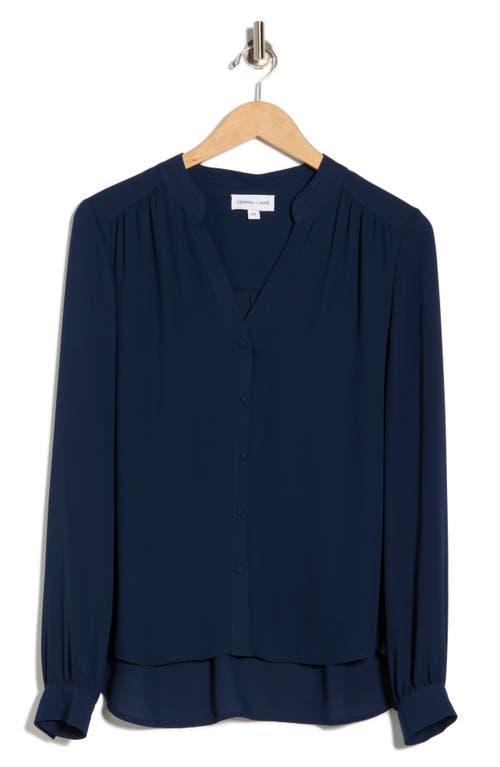 Gemma + Jane Long Sleeve Button-up Shirt In Blue