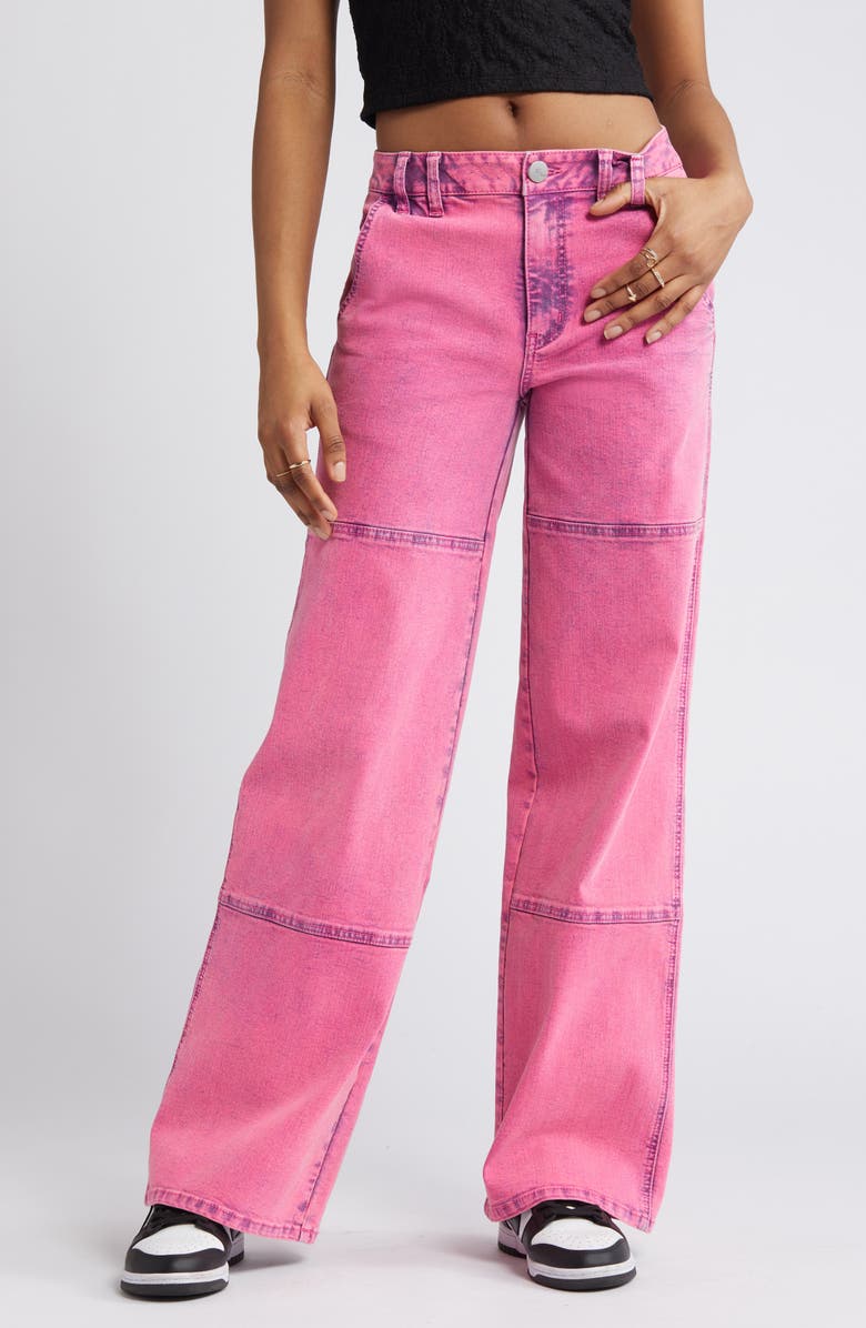 1822 Denim Acid Wash Paneled Wide Leg Carpenter Jeans, Alternate, color, 