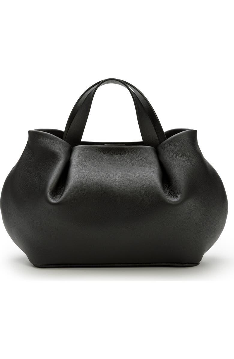 LA PORTEGNA Isabela Shoulder Bag Sculpted From Full Grain Leather, Alternate, color, Black