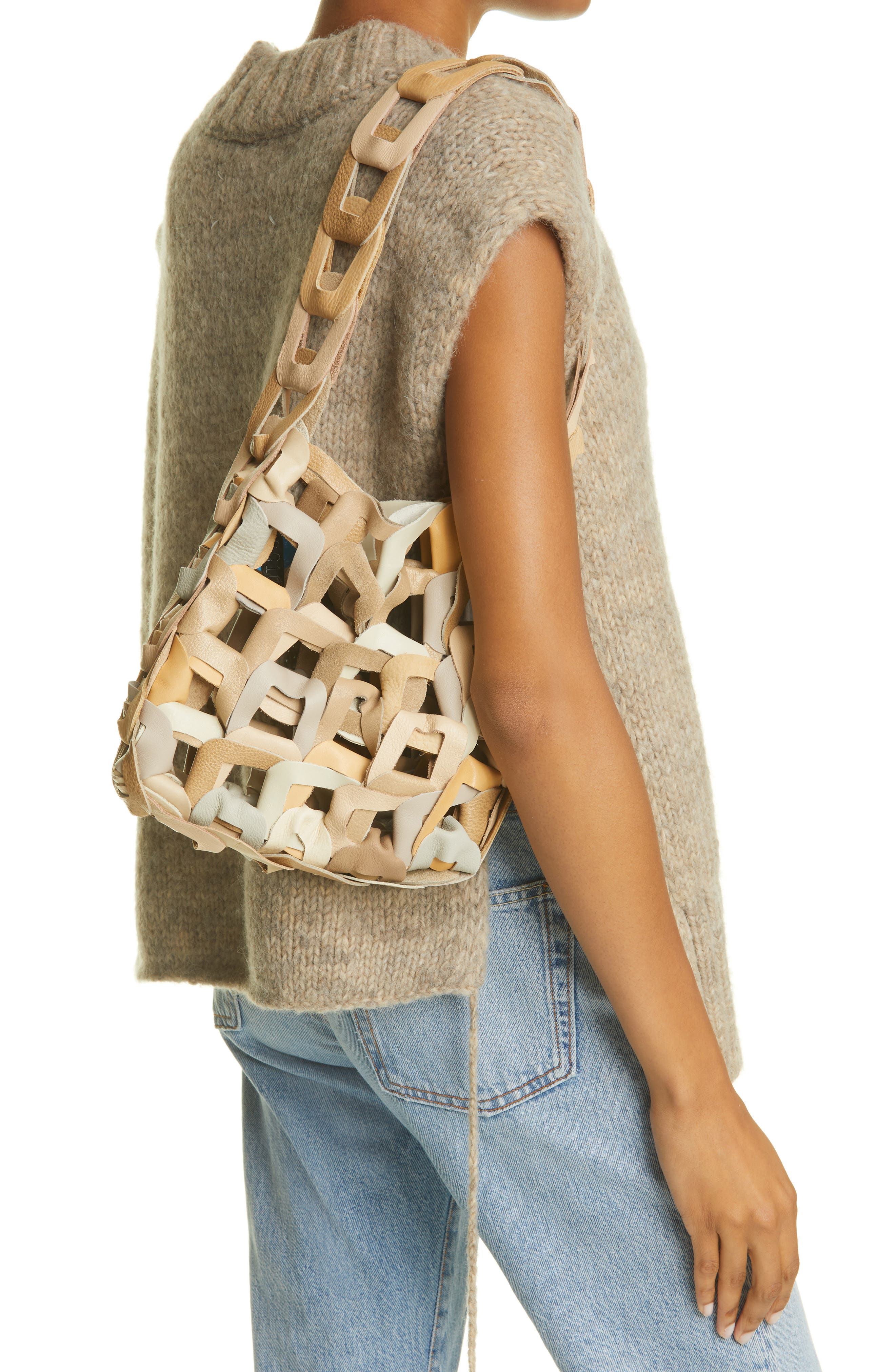Links Leather Shoulder Bag, Alternate, color, SAND