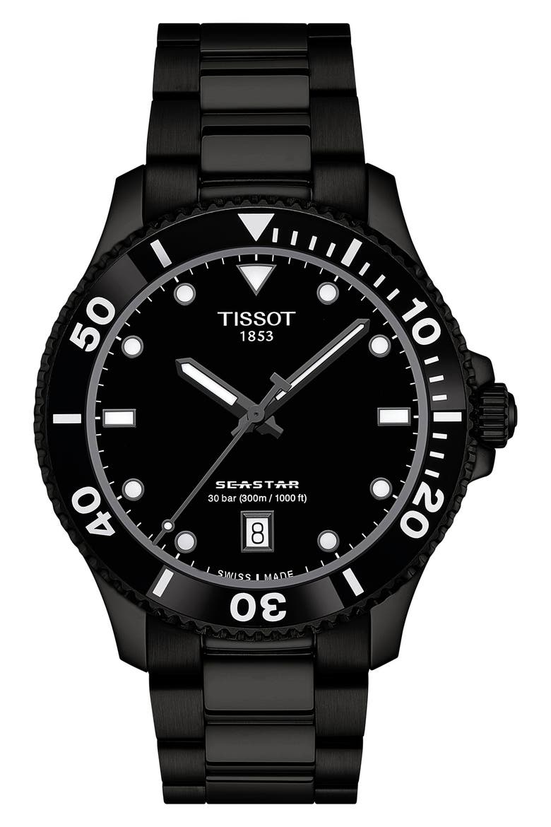 Seastar 1000 Bracelet Watch, 40mm, Main, color, BLACK